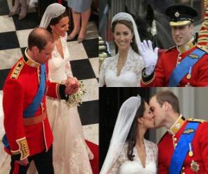 пазл Британская Королевская свадьба между Принц Уильям и Кейт Миддлтон, после вступления в брак